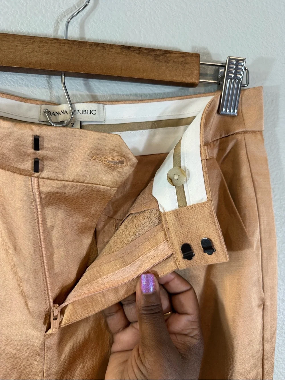 Banana Republic Brigitte Satin Wide Leg Pants Size 2 Champagne Gold Shimmer